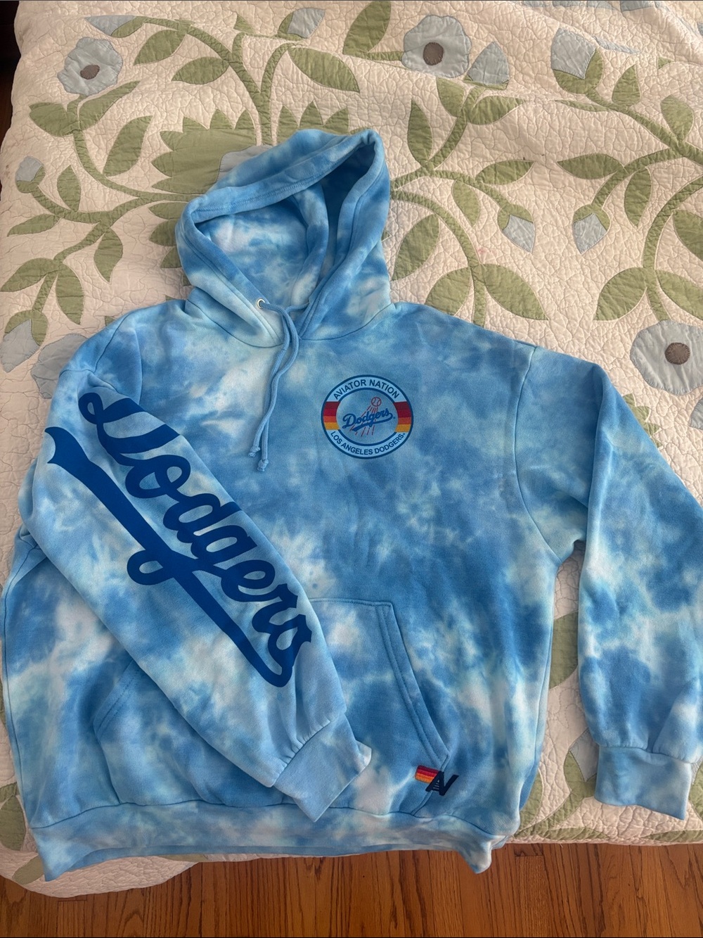 Aviator Nation Dodgers Tie Dyed Relaxed Fit Hoodie Small NWT